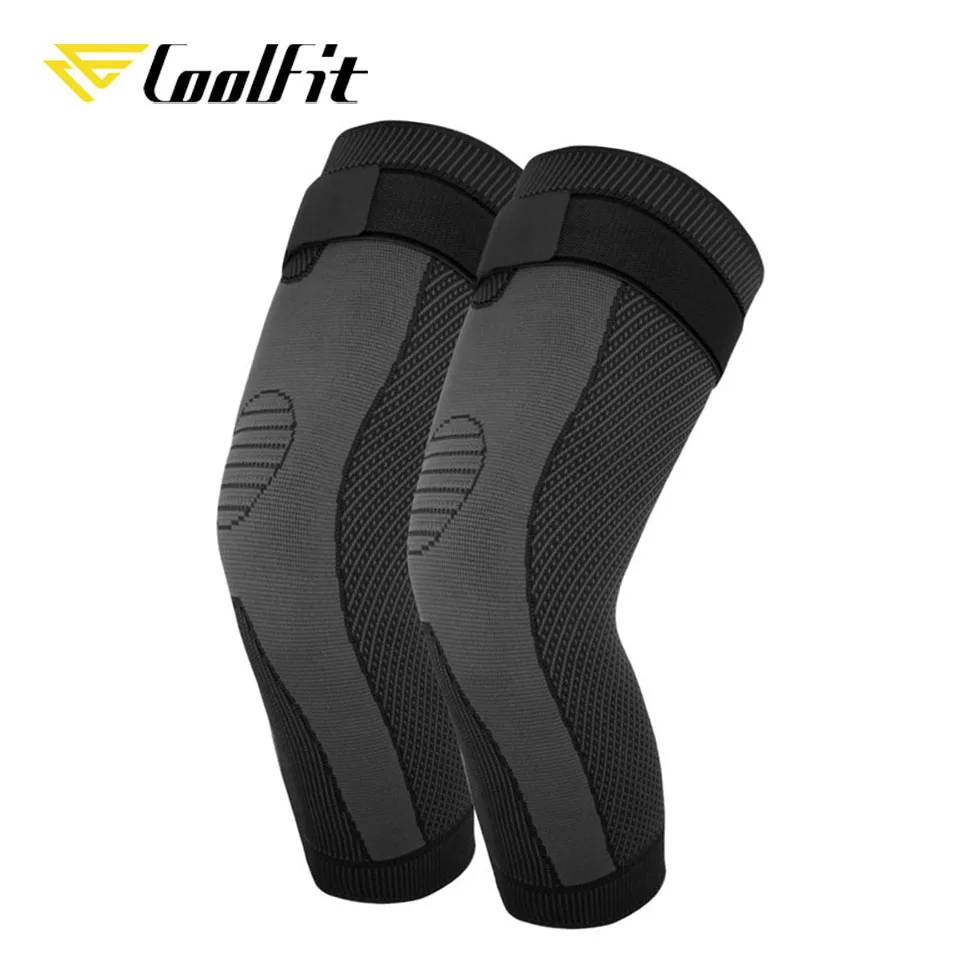 Coolfit 1Pair Elastic Knitted Sports Leg Sleeves Running Compression Leg Sleeve Lengthen Knee Pads Bandage Basketball Leg Sleeve