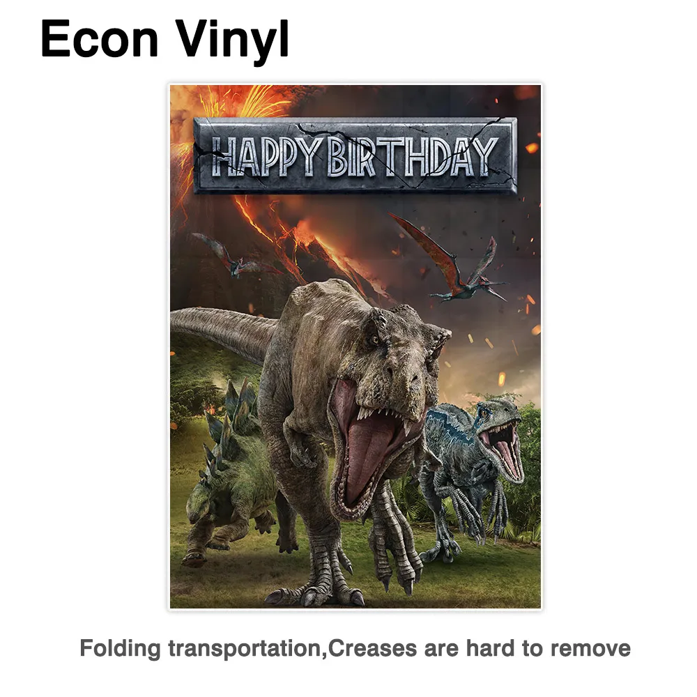 Allenjoy-Fondo de fiesta de dinosaurio de feliz cumpleaños, cartel de escena de volcán realista, Parque salvaje, jungla, evento de Baby Shower