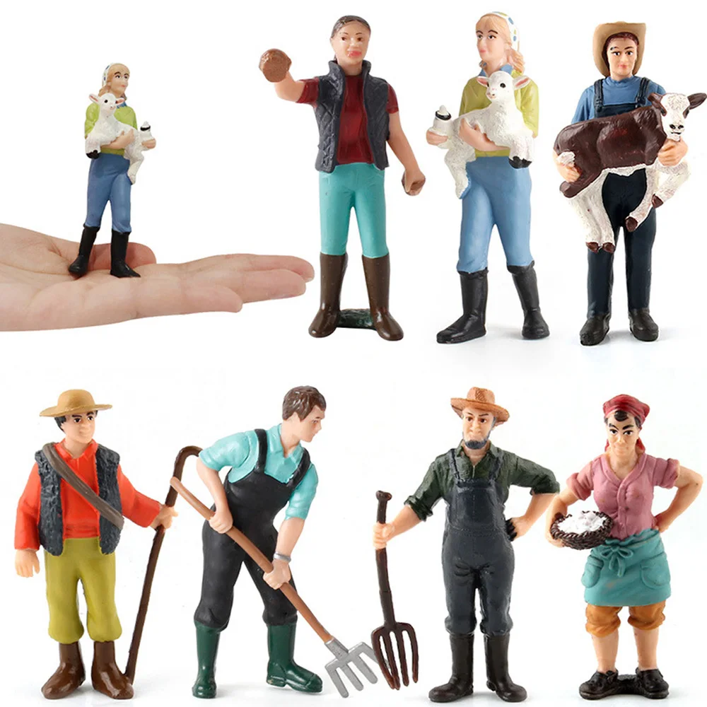 New 1:25 Scale Farm Human Figure Worker Farmer Action Figure PVC People Model Figurine Decor Accessories Toys for Children Gift