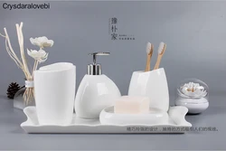 Ceramics Bathroom Accessories Set Soap Dispenser/Toothbrush Holder/Tumbler/Soap Dish Cotton swab Aromatherapy Bathroom Products