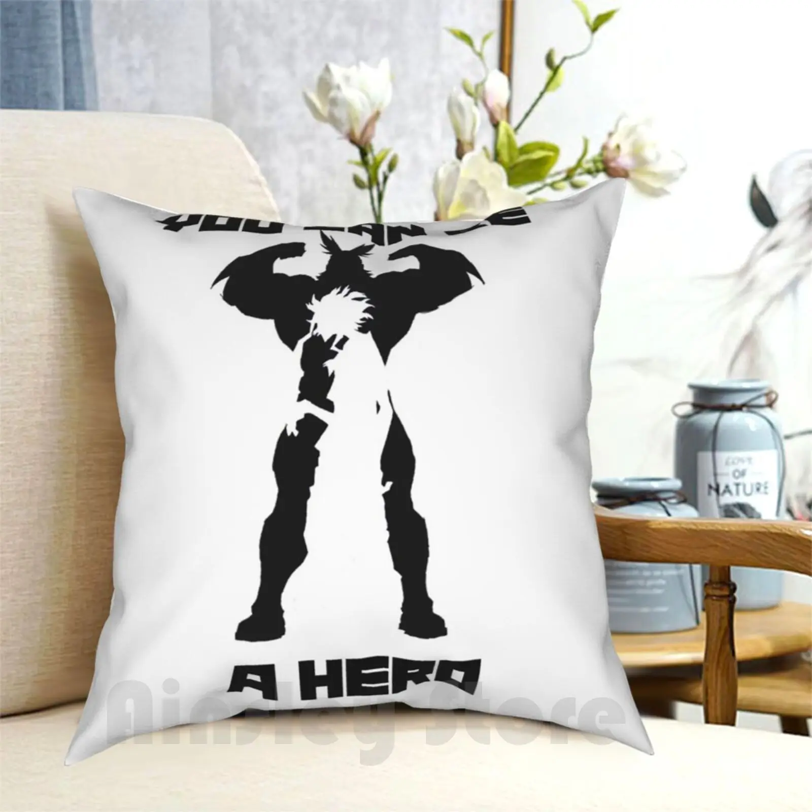 You Can Be A Hero Pillow Case Printed Home Soft Throw Pillow Anime Funny Comedy Quote Stylish Bnha Superhero Aesthetic