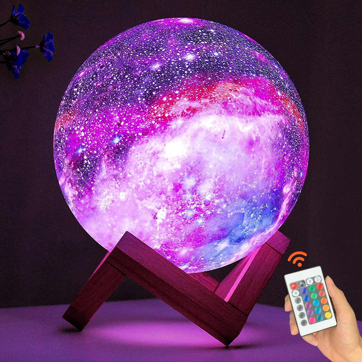 Ay lambası çocuk gece lambası Galaxy lambası 16 renk LED 3D yıldız ay işığı değişimi dokunmatik ve uzaktan kumanda Galaxy işık hediyeler