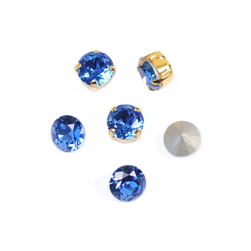 YANRUO 1357 Brilliant Cut Sapphire Pointback Rinestones Cristal Glass Bling Facny Claw Setting