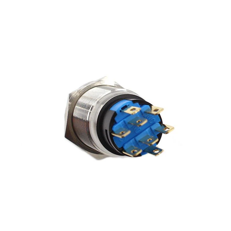 Interruptor giratorio de botón de enganche de 19mm y 22mm, perilla de 2 y 3 posiciones, botón de Metal impermeable, interruptor de llave, Autobloqueo con luz LED