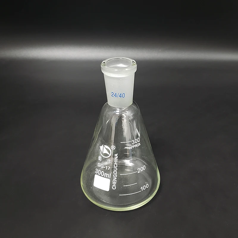 SHUNIU Conical flask with standard ground-in mouth, Capacity 300mL, Joint 24/40, Erlenmeyer flask with standard ground mouth