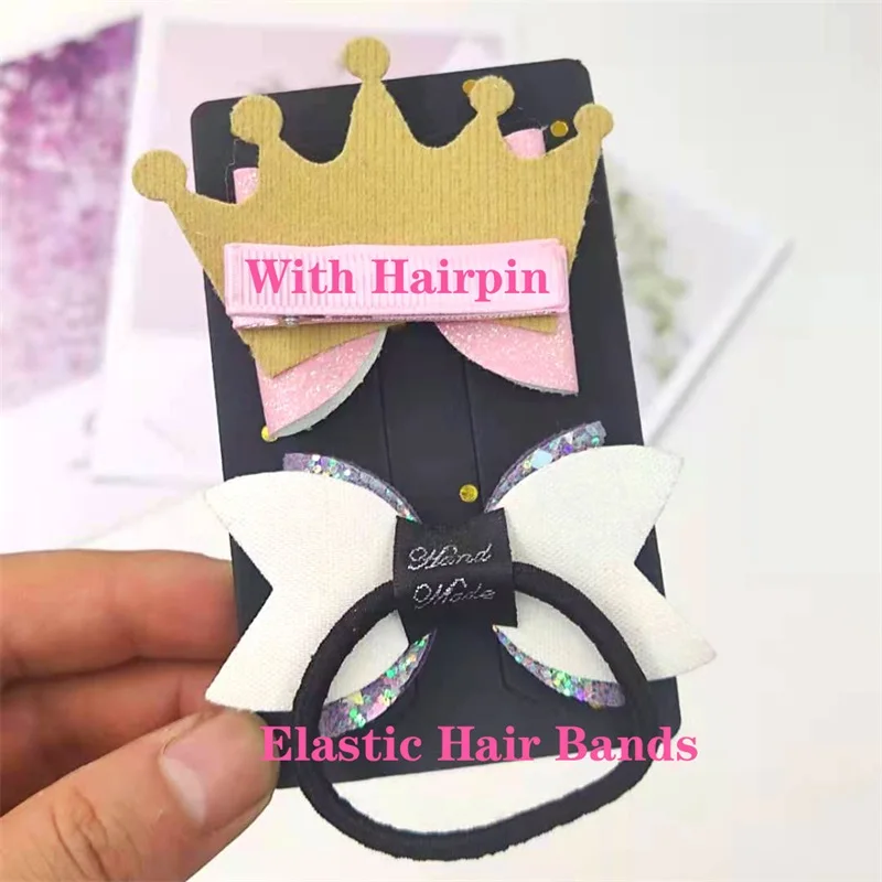 1PCS Lovely Fishing Net Leather Glitter 3.2 Inch Bow Elastic Hair Bands Hairpins Dance Party Hair Accessories For Baby Girl 2021