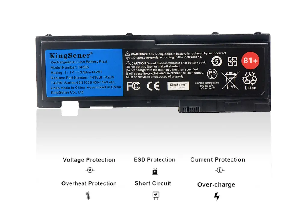 KingSener Laptop Battery For Lenovo ThinkPad T430S T420S T420si T430si 45N1039 45N1038 45N1036 42T4846 42T4847 44WH 500+ Cycles