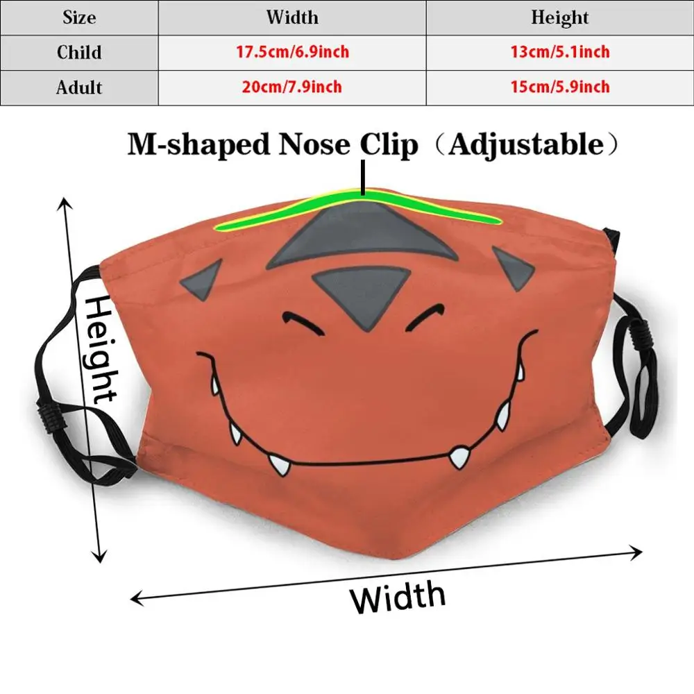 Guil Mon's Gezicht-Masker Grappig Print Herbruikbare Pm2.5 Filter Gezichtsmasker Digimon Digitale Monster Digital Monsters Digimon Tamers