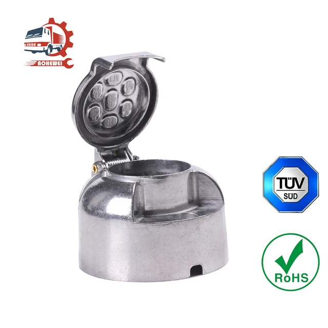 AOHEWEI 7-pinowe gniazdo holownicze do przyczepy Metalowy adapter holowniczy ze stopu aluminium 12V Okrągłe złącza świateł samochodowych do łodzi Ciężarówka Przyczepa kempingowa