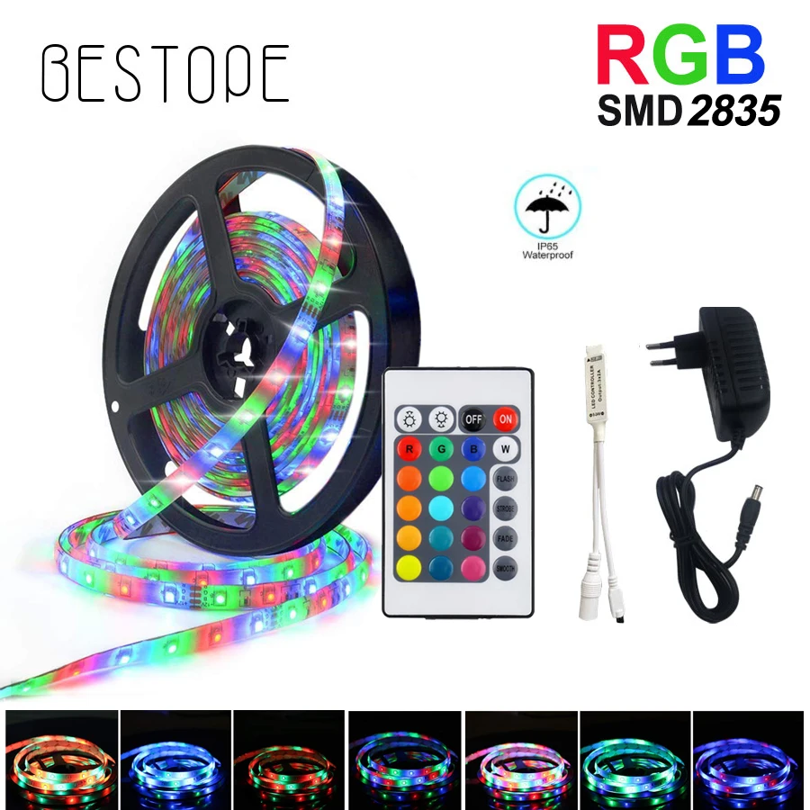 

Светодиодная лента, водонепроницаемая лент RGB SMD 2835 с контроллером, 5/10/15/20 м, 12 В пост. тока