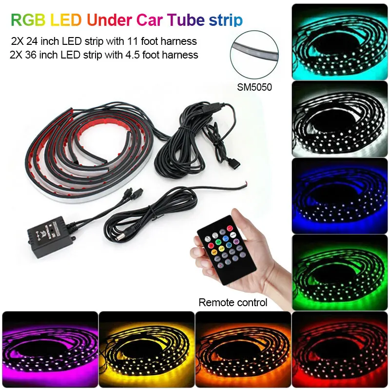 

8 Color RGB 5050 LED Strip Under Car Truck Tube Underglow Underbody System Neon Light Kit Decorative Atmosphere Lamp