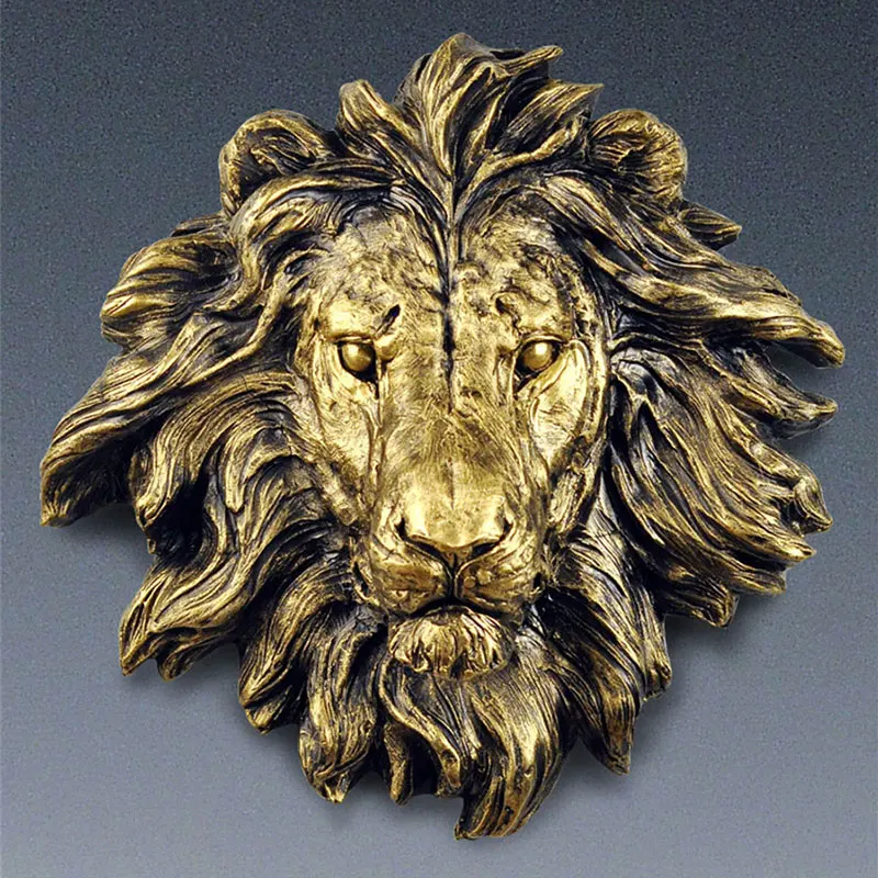 Retro Resin Wall Hanging Animal Head Decoration Art Sculpture Lion Bear Head Home Wall Decor Handmade Craft Mural Animal Statue