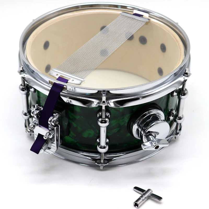 10 Inch Diameter 5 Inch Depth Snare Drum Celluloid Drum Body Shell Green Grossy with 6 Holes Drum Hoop with Drum Spanner Screw