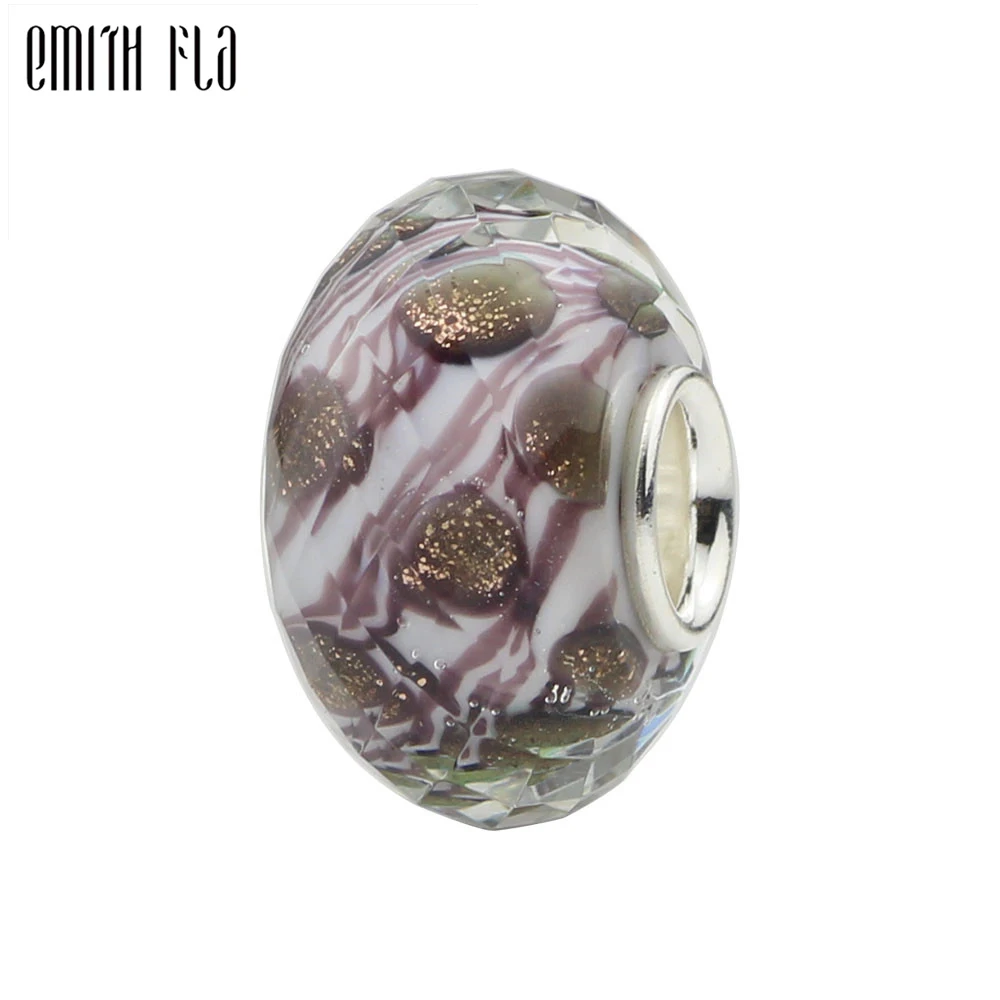 925 Sterling Silver Polka Dot Round Murano Glass Bead Charms Fit For European Original Bracelet  Necklace DIY  Jewelry Makings