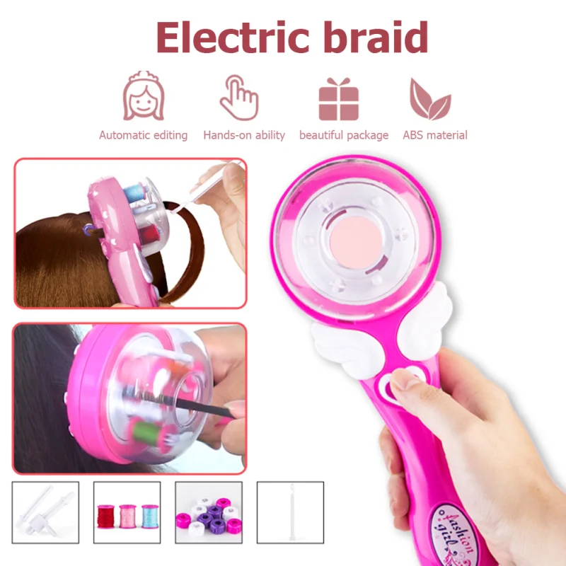 Girls Electric Automatic Hair Braid DIY Stylish Braiding Hairstyle Tool Twist Braider Machine Weave Roller Pretend Kids Toys