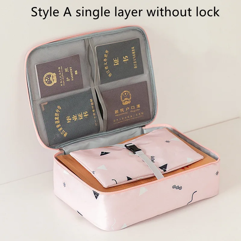 Printed Multi-Function Paperwork Storage Bag Home Large-Capacity Password Lock Paperwork Organizer Moisture-Proof Waterproof