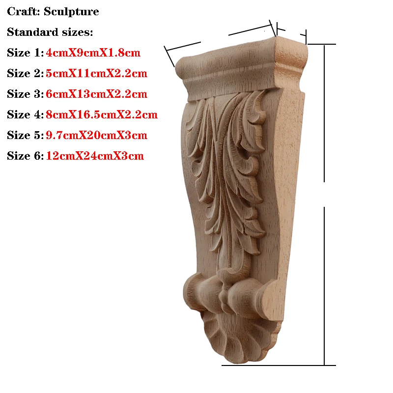 Retro Vintage Wood Carved Onlay Applique Carpenter Frame Decal Furniture Decoration Wooden Craft Decorative Gate Flower Ornament
