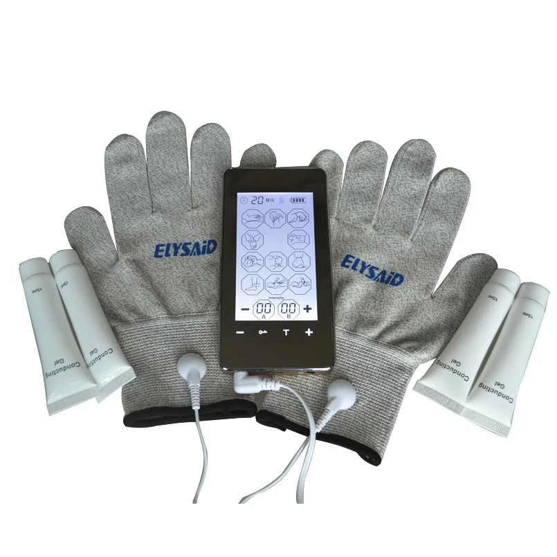 

Phone Style TENS Touch Screen Electri-therapy Healthcare Massager+1Pair Physiotherapy Gloves+4Pcs Conducting Gel