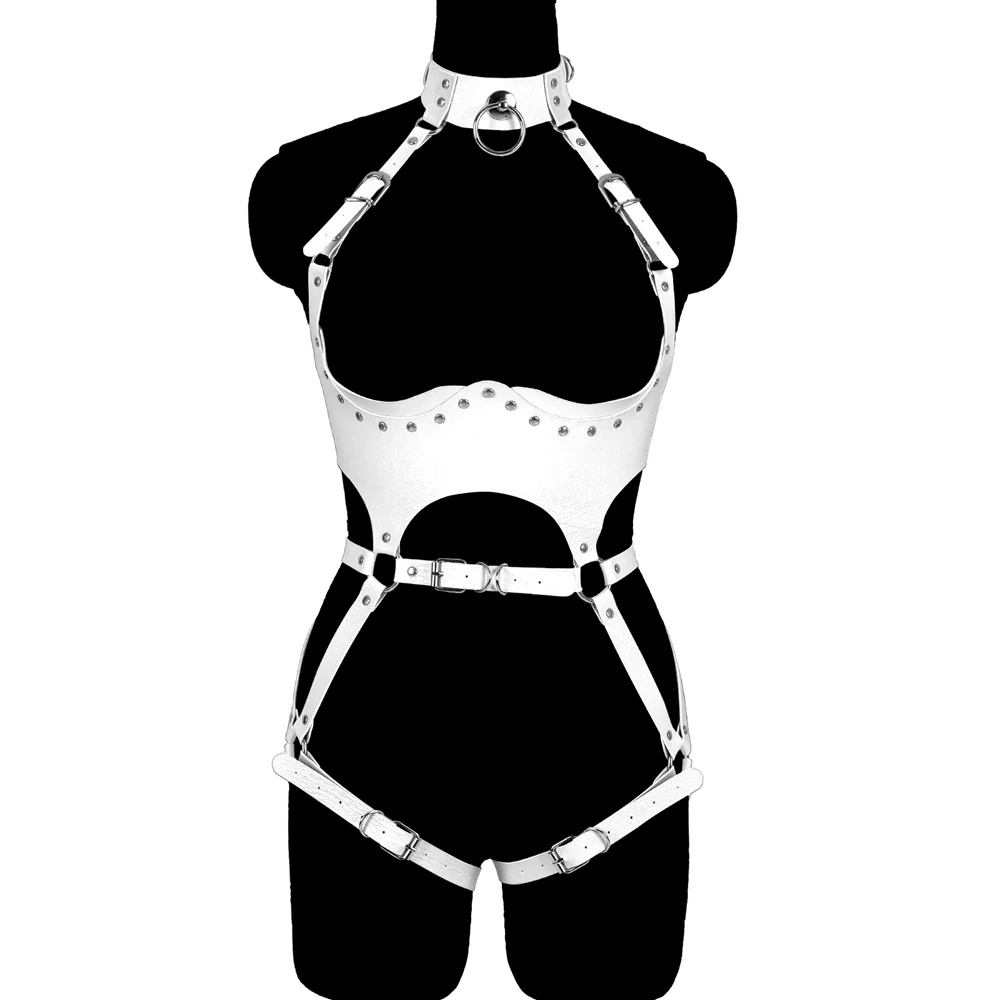 PU Leather Harness Belt Set Women Full Body Bondage Sexy Lingerie Fetish Chest Cage Garter Belt Erotic Stockings Goth Suspender