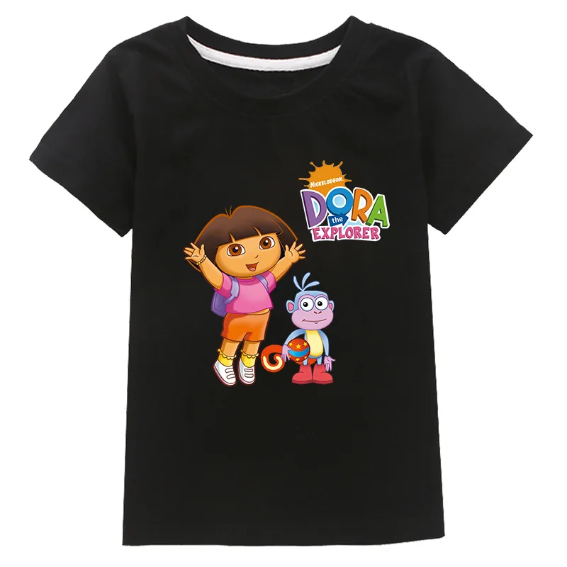 New 2021 Dora scout children\'s cartoon children\'s clothing 100% cotton boys and girls T-shirt fashion cute children\'s animation