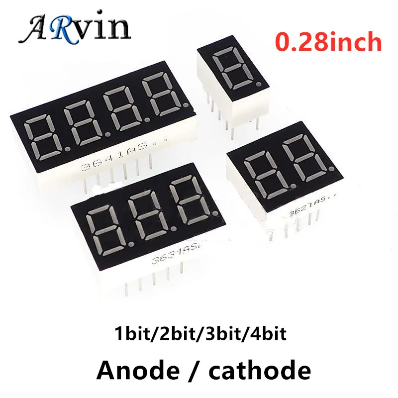 5 sztuk cyfrowy w kształcie tuby wspólna anoda wspólna katoda czerwony 1 2 3 4 Bit cyfrowy w kształcie tuby 0.28 cal czerwony wyświetlacz LED 7 segmentowy