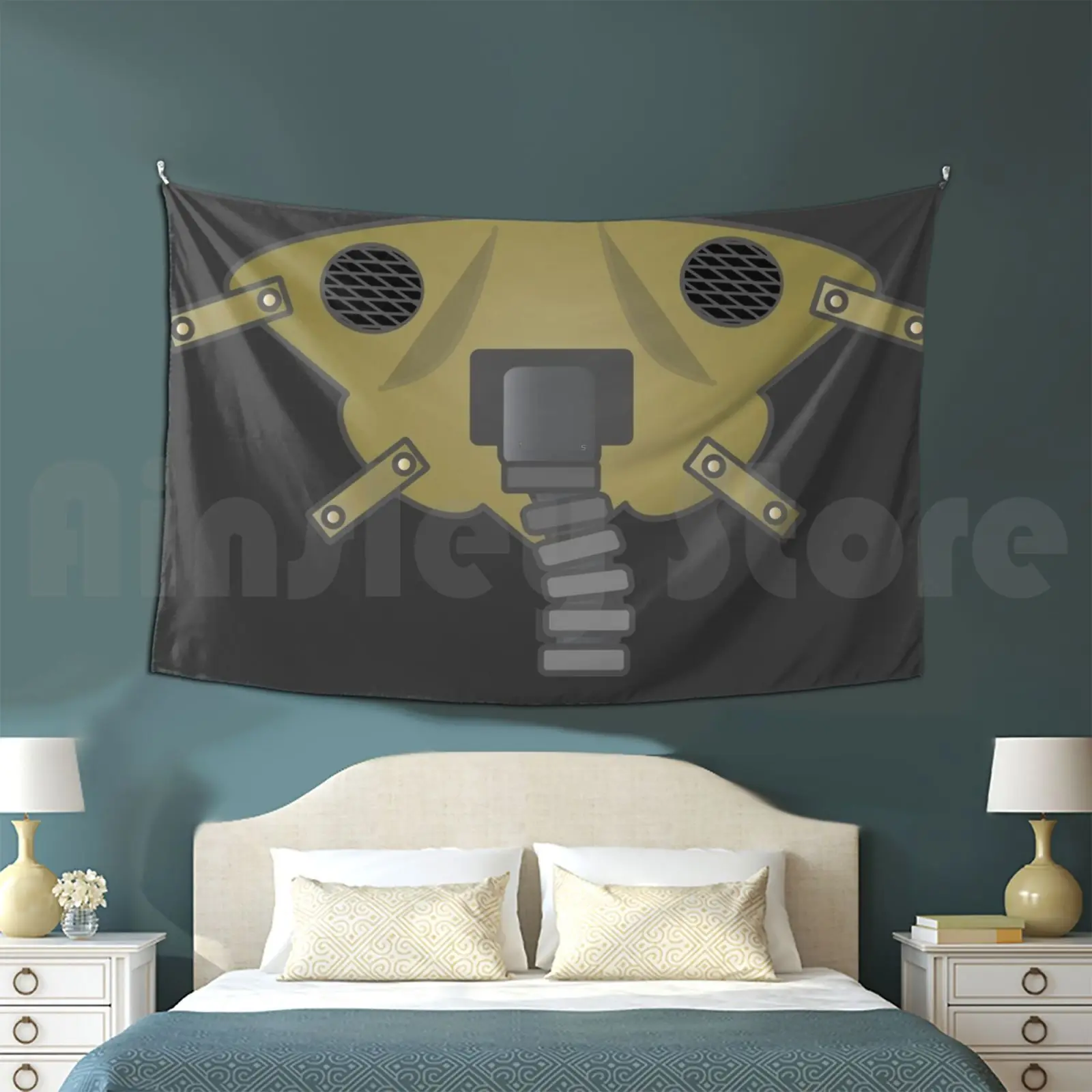 The Fighter Pilot Tapestry Living Room Bedroom Fight Pilot Gas Steam Punk Dystopian Pilot Jet Fighter Respirator