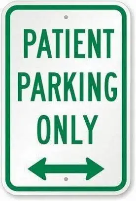 Patient Parking Only Bidirectional Arrow Sign Tin Warning Sign 12x16