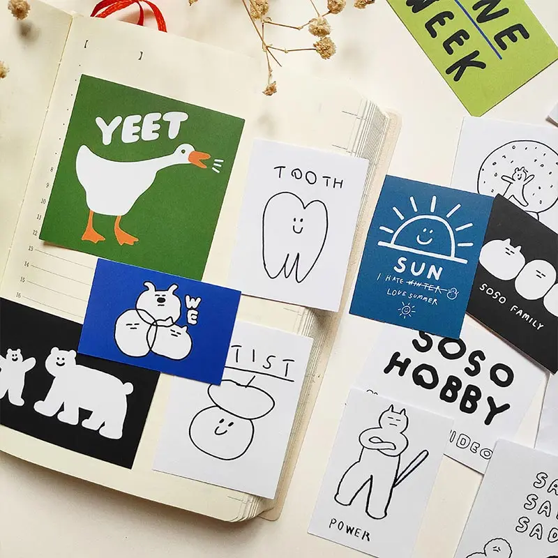 17pcs/bag small fun stickers DIY scrapbooking album mobile phone computer diary base collage decorative stickers