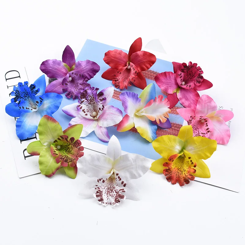 10 Pieces Thai Butterfly Orchid Wedding Bridal Accessories Clearance Diy Gifts Candy Box Home Decor Artificial Flowers Cheap