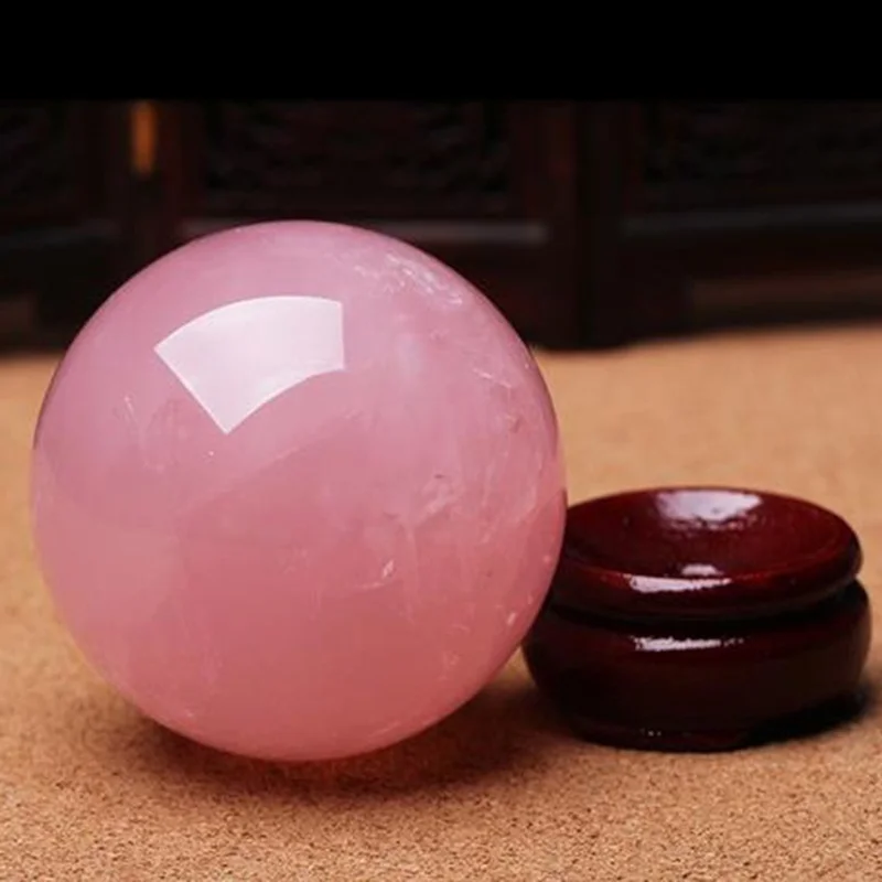 Natural Pink Rose Magic Quartz Crystal Healing Ball Reiki Decor Sphere 40MM W/ Stand
