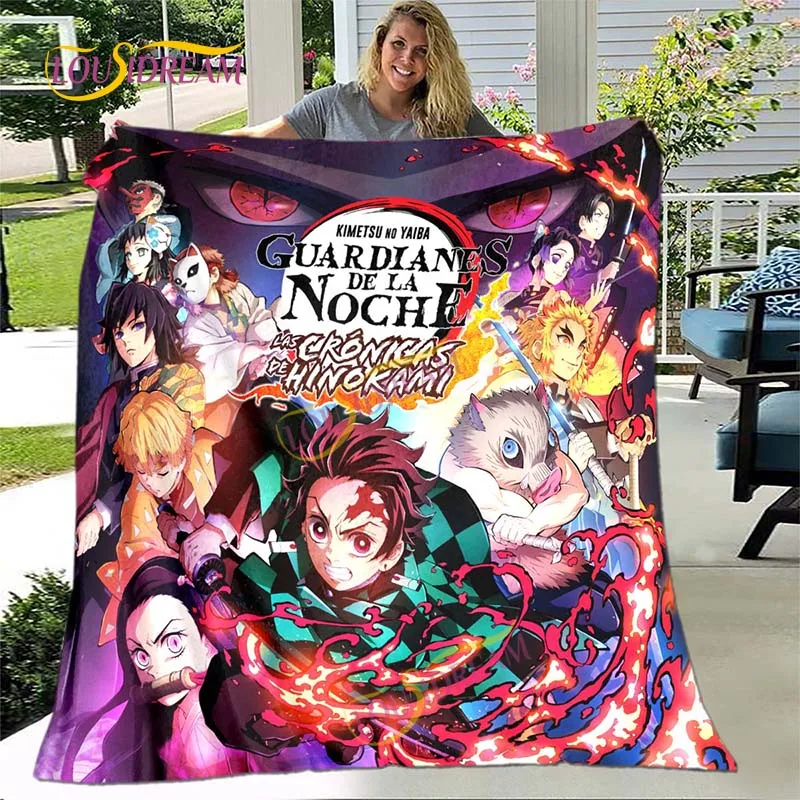 

Demon Slayer blanket cute Japanese cartoon element printing sofa blanket anime blanket soft home bedspread hiking warm blanket