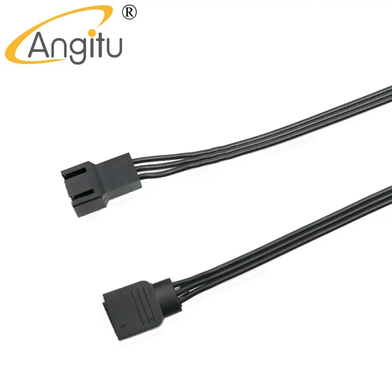 Angitu 3pin Fan Male to 5v RGB Female Adapter Cable LED Stripe Control Cable 22awg-50cm