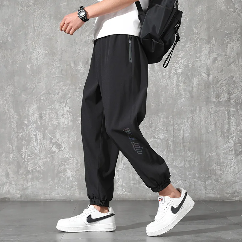 

Summer Quick Dry Baggy Sweatpants Men Sportswear Black Jogger Pants Male Zip Pockets Track Trousers Black Plus Size 8XL