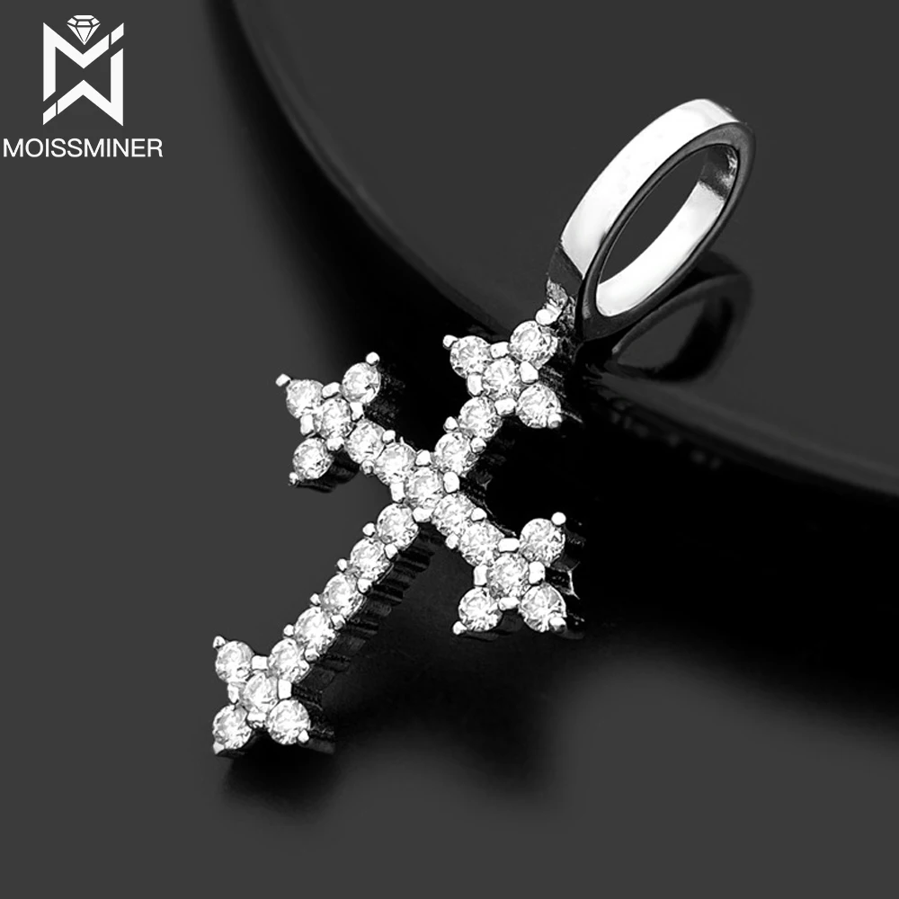 S925 Moissanite Flower Cross Pendants Necklace Silver Real Diamond Iced Out Necklaces For Men Women High-End Jewelry Pass Test