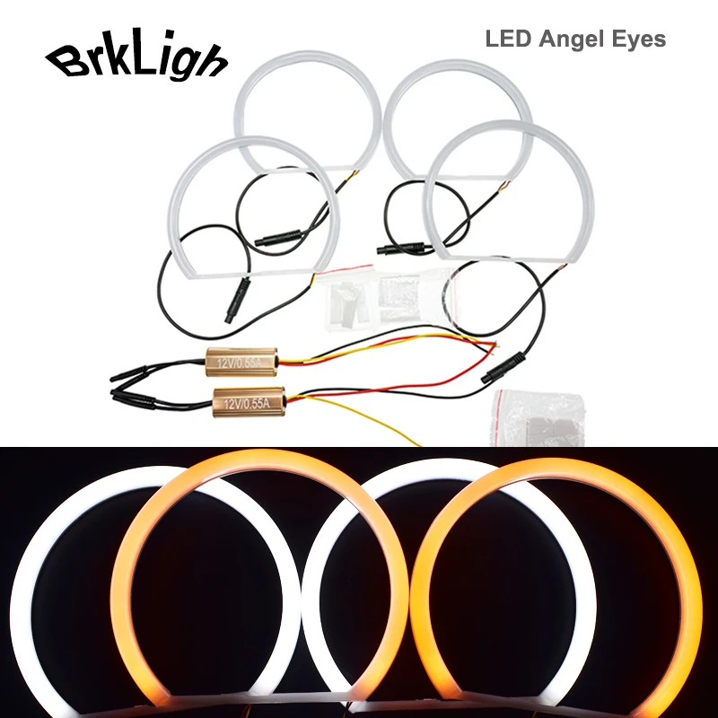 2x (131mm+146mm) Dual Color DRL SMD Car Angel Eyes Kit Halo Rings Lights For Bmw E46 Sedan Coupe E90 E91 Daytime Running Lamps