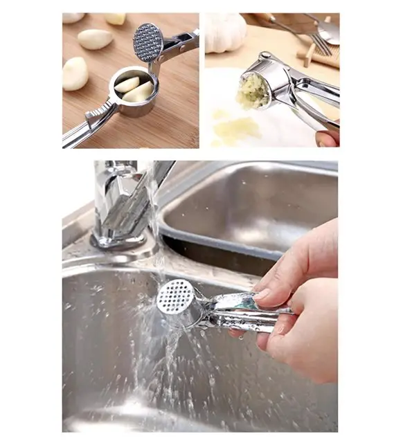 الفولاذ المقاوم للصدأ المهنية المطبخ الثوم ، الزنجبيل كسارة مقبض مريح من السهل ضغط نظيفة غسالة صحون الأداة