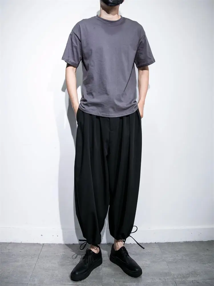 

Men's new classic dark Yamamoto style super loose plus-size pleated wide leg Small foot Harlan nine