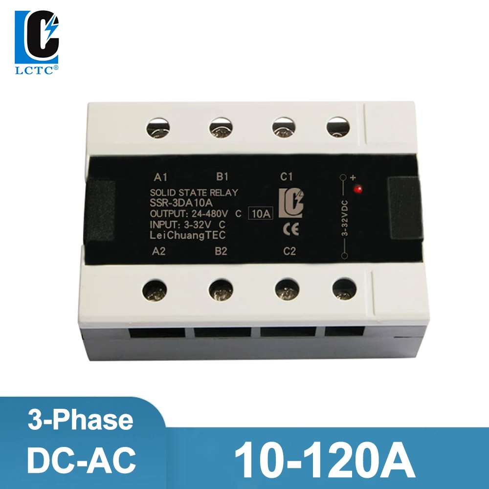 LC 3 Phase SSR 10DA 25DA 40DA 60DA 80DA 100DA 120A Three Phase 3-32V DC Control 24-480V AC Solid State Relay DC-AC Free shipping