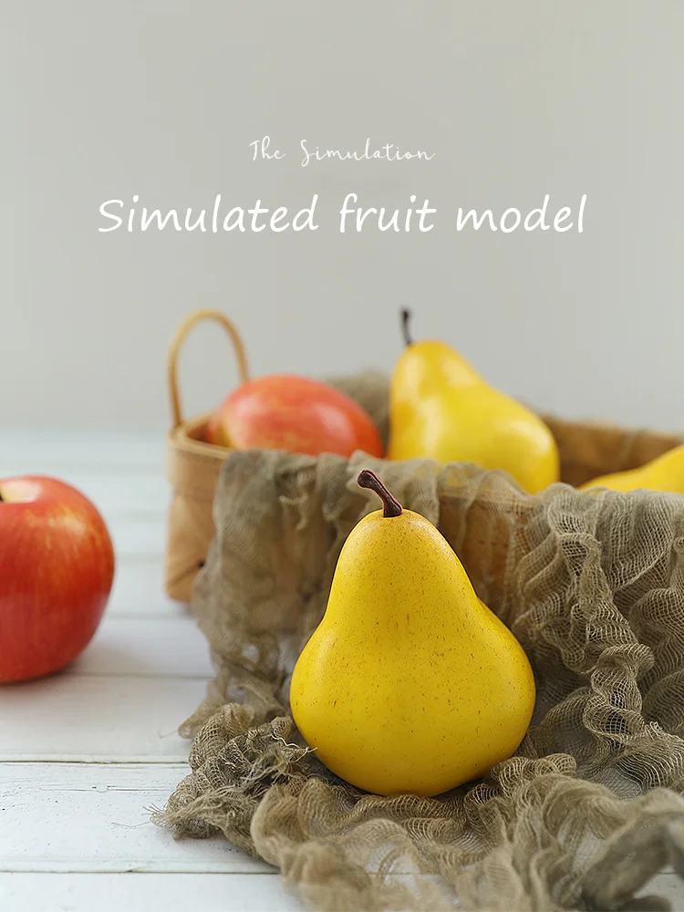 ประดิษฐ์ Fake Cherry Apple Pear จำลองเครื่องประดับหัตถกรรมอาหารสำหรับงานแต่งงานหน้าแรกตกแต่ง Props ถ่ายภาพ