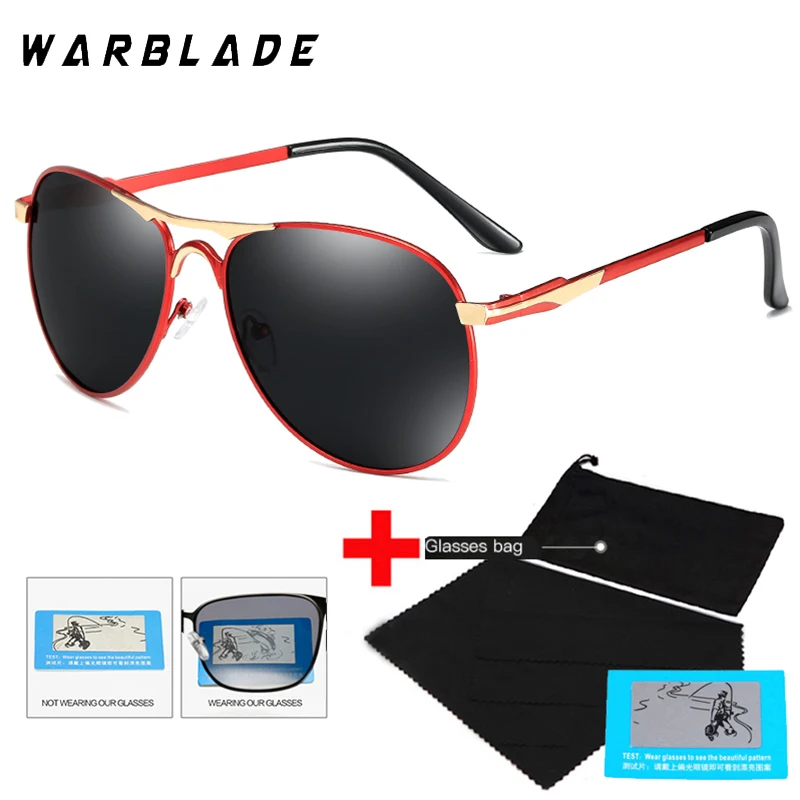 

WarBLade Classic Pilot Aluminum Polarized Sunglasses Men Fashion Metal Sun Glasses Women Black Driving Eyeglasses Goggle UV400