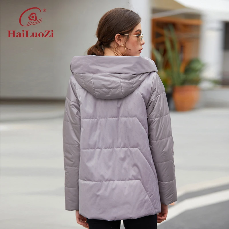 HaiLuoZi 2022 Spring Autumn Women\'s Jacket Casual Female Quilted L-5XL Coat Hooded Short Clothing Women Windproof Parkas 7055