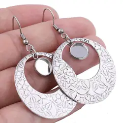 6pcs Stainless Steel Circle Earring Findings Fit 8mm Round Cabochon Earrings Base Settings Diy Blank Bezels For Jewelry Making