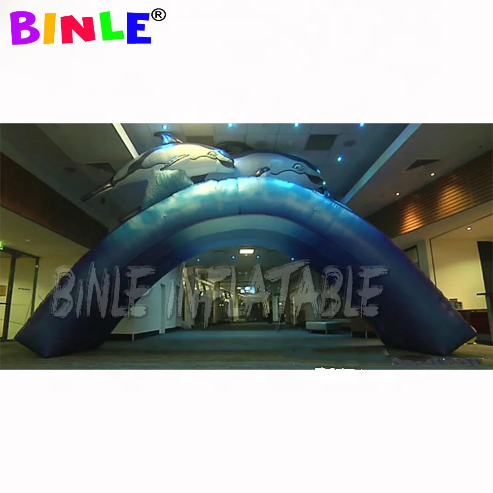 Sea park party ideas outdoor inflatable dolphin mascot entrance tunnel arch for summer holiday events