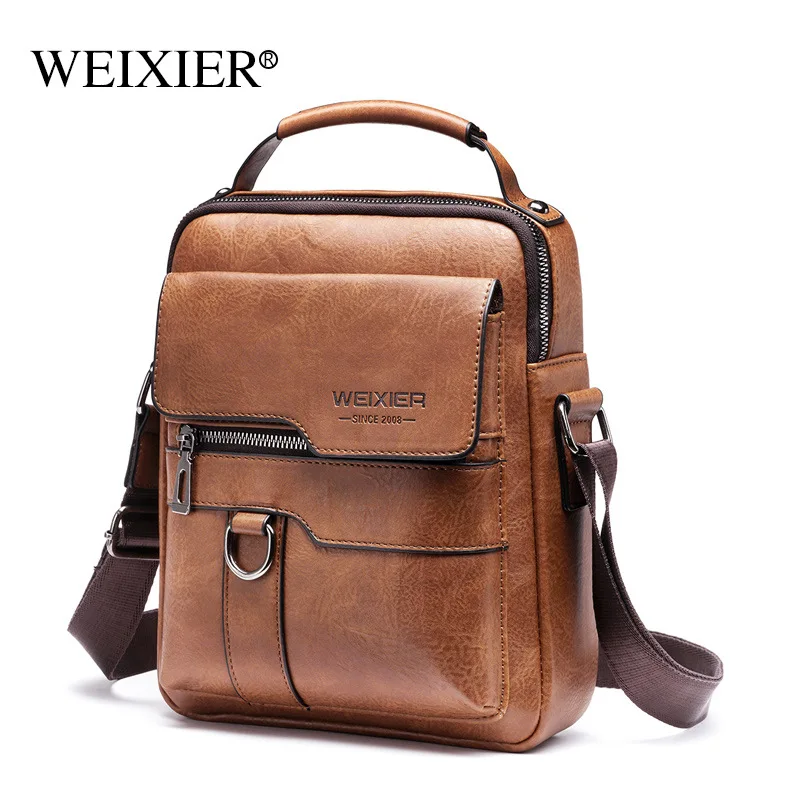 weixier messenger bag men\'s shoulder bag retro leather vertical handbag business men\'s casual leather bag men bag crossbody bags