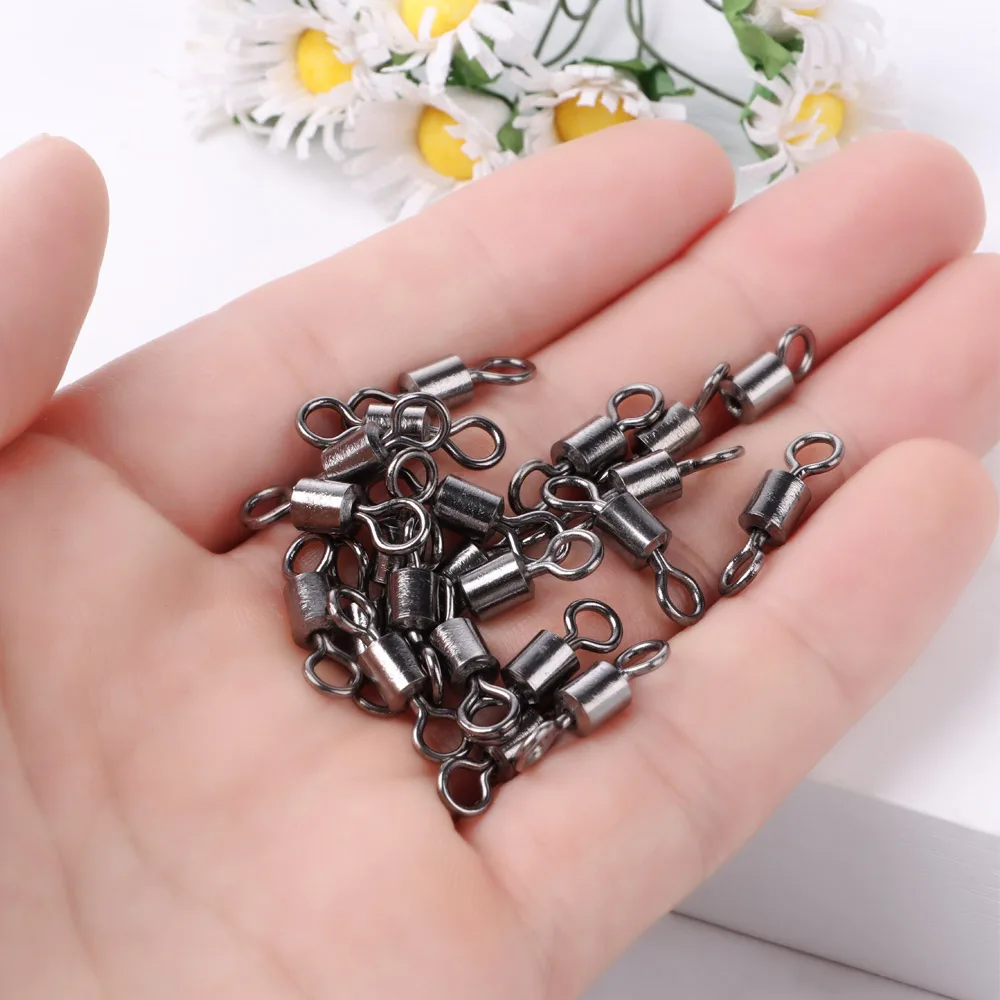 100Pcs 8 Shape Fishing Rolling Swivel Connector 1-10# Round Fishing Solid Ring Bearing Barrel High Strength Fishing Tackle