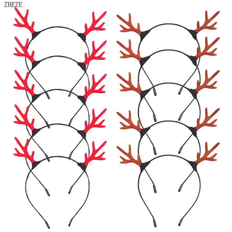 10Pcs/Lot Christmas Antlers Headband Festival Decoration Hairband Girls Children Wholesale DIY Hair Accessories