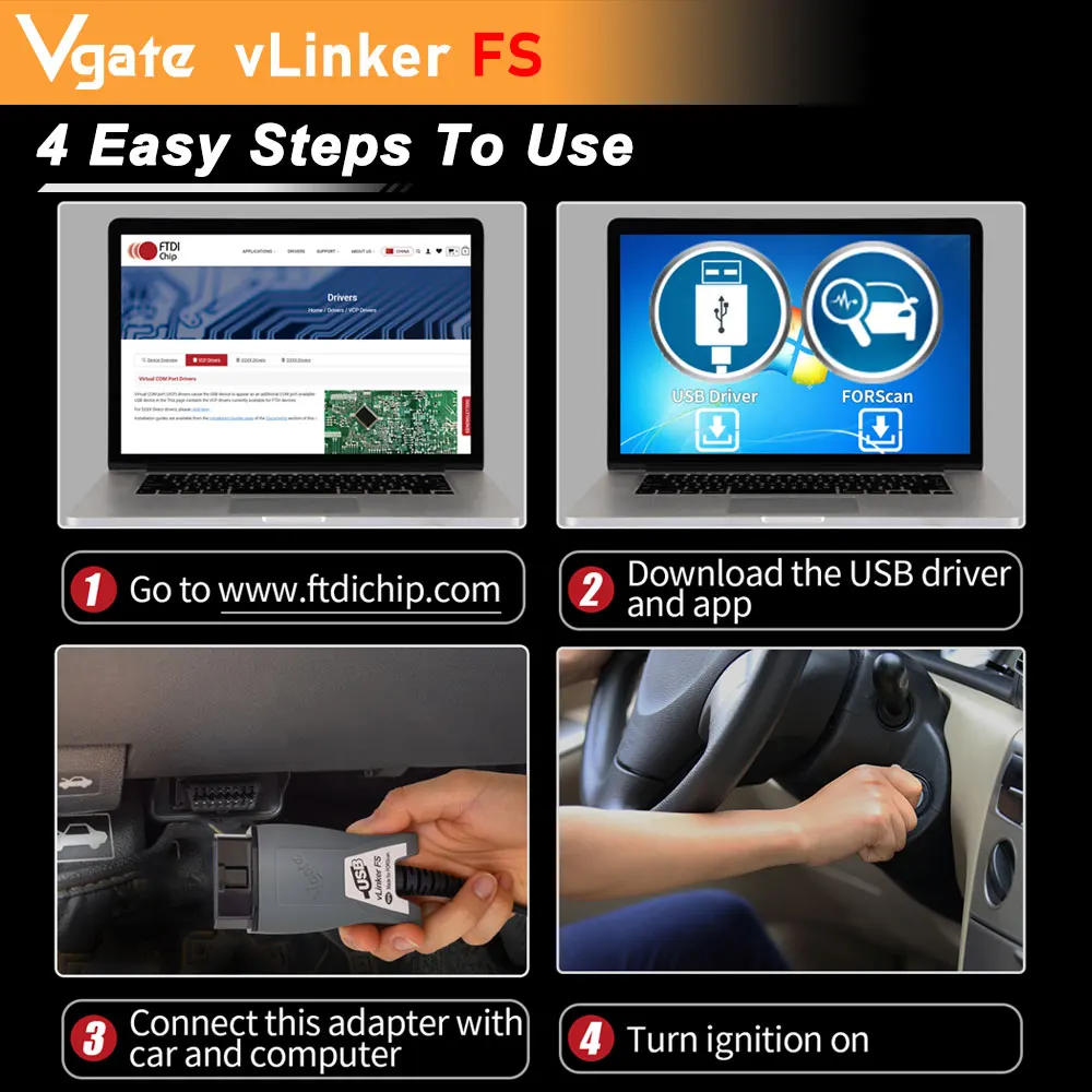 Vgate VLinker FS FORScan für Ford ELM327 USB OBD2 Auto-Diagnosewerkzeuge HS/MS-CAN OBD2 Automobilscanner PK OBDLink – Detail 3