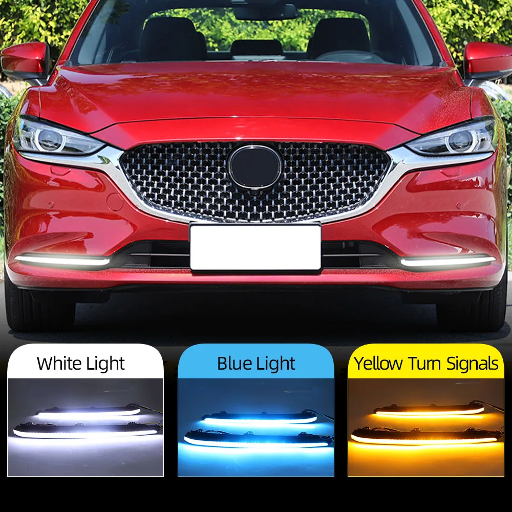 Car DRL Lamp LED Daytime Running Light For Mazda 6 Atenza 2019 2020 2021 2022 with Yellow Turn Signal fog lamp