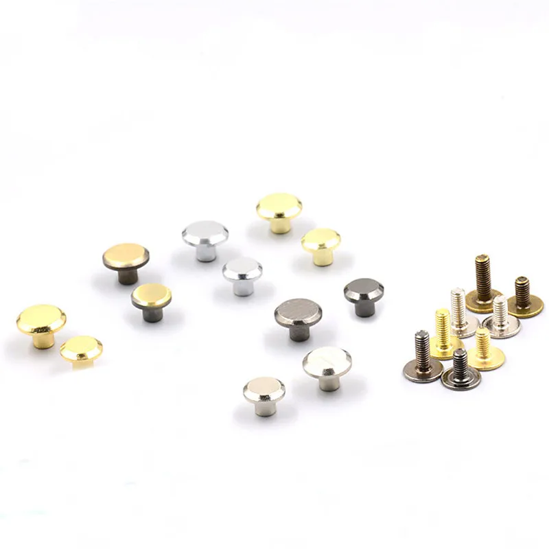 Gold Round Flat Head Chicago Screws Nail Rivets Studs For DIY Art Crafts Belt Strap Fastener Screwback