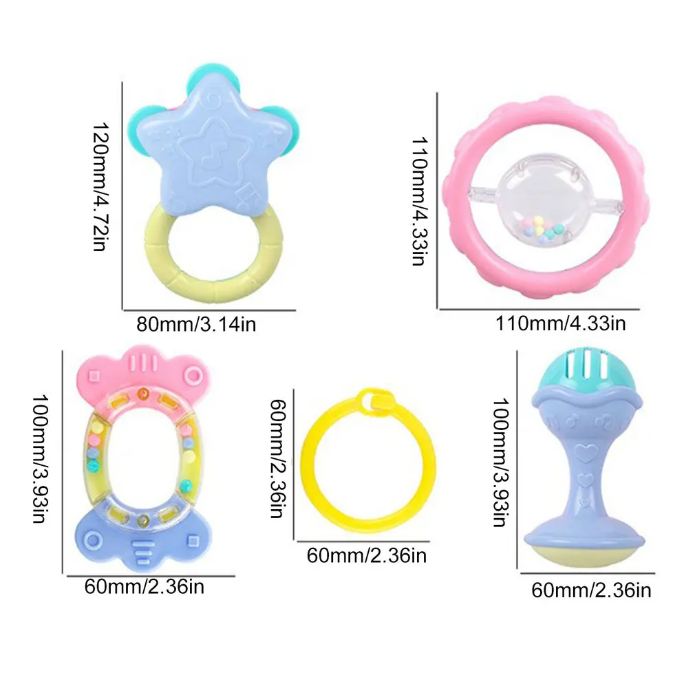 4pcs Newborn Teether Infant Toys Early Learning New Born Wrist Rattle Teething Rattles Toy For Educational Toy Teethers Gift